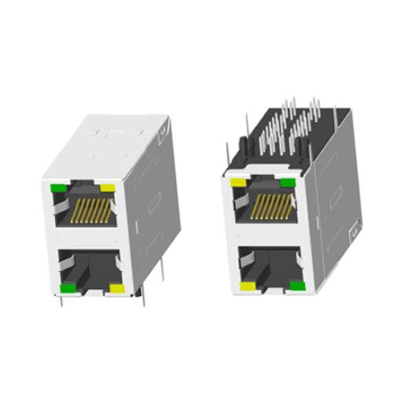 RJ45 2X1 帶燈帶屏蔽無彈片香菇腳