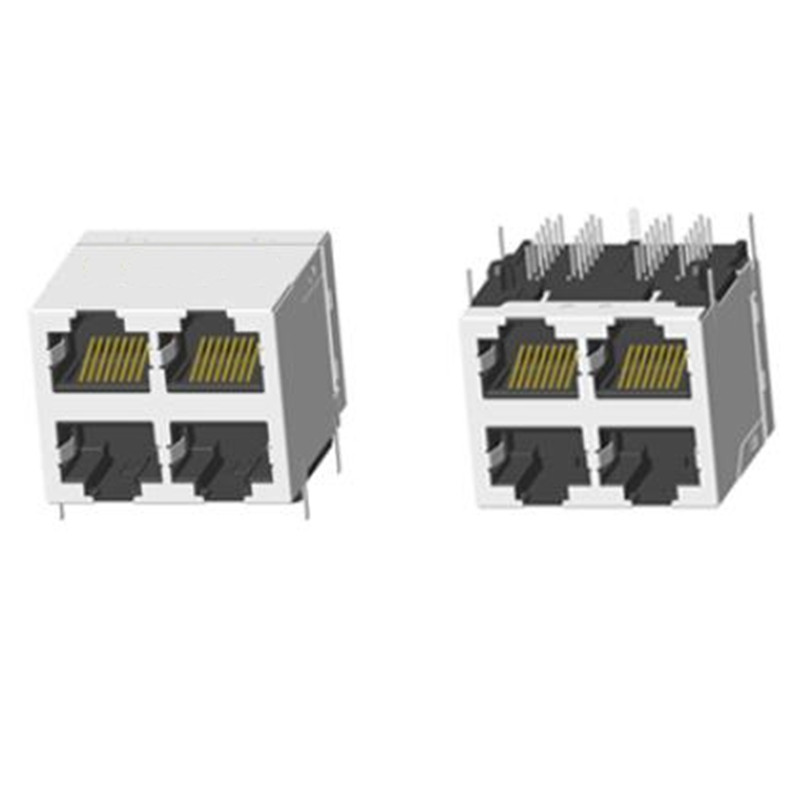 RJ45 2X1 帶燈帶屏蔽無彈片香菇腳