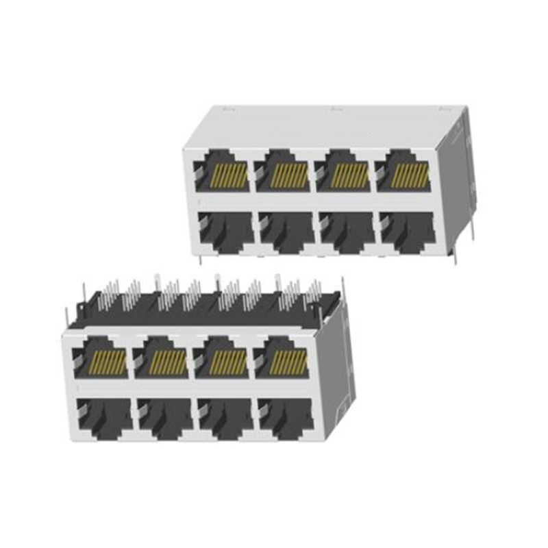 RJ45 2X1 帶燈帶屏蔽無彈片香菇腳